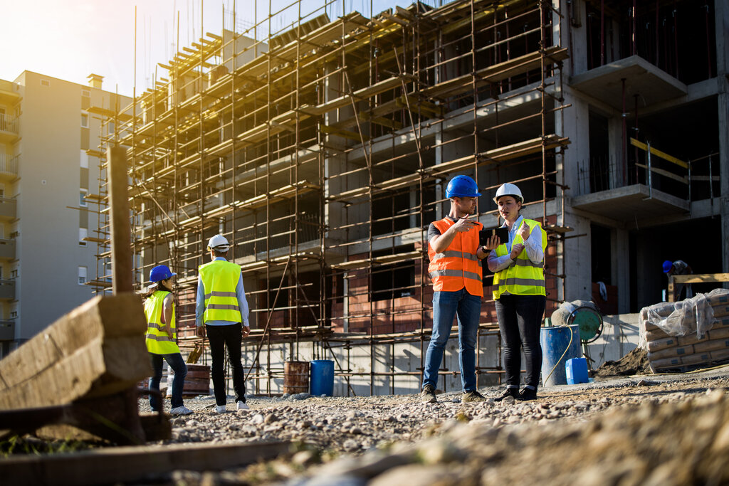 Construction workers at a building site in Croatia